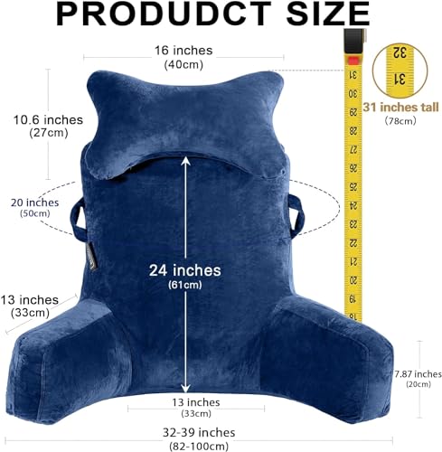 Extra Large 31" Bed Rest Pillow with Detachable Neck Roll R984404