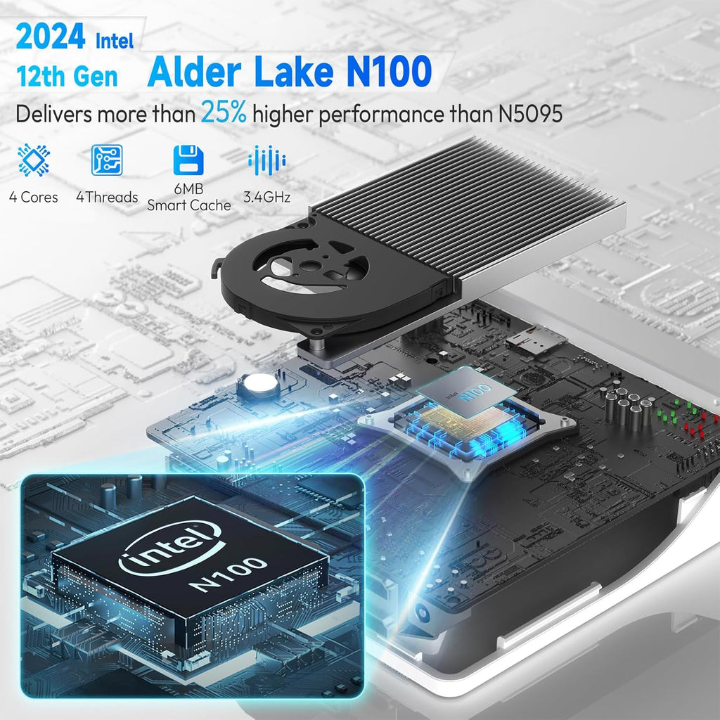 Mini Desktop Intel 12th Gen N100 16GB DDR5 RAM 500GB SSD F10661