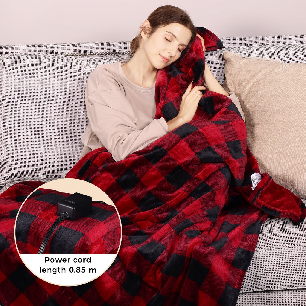 50" x 60" Red & Black Flannel Electric Heated Throw Blanket E123