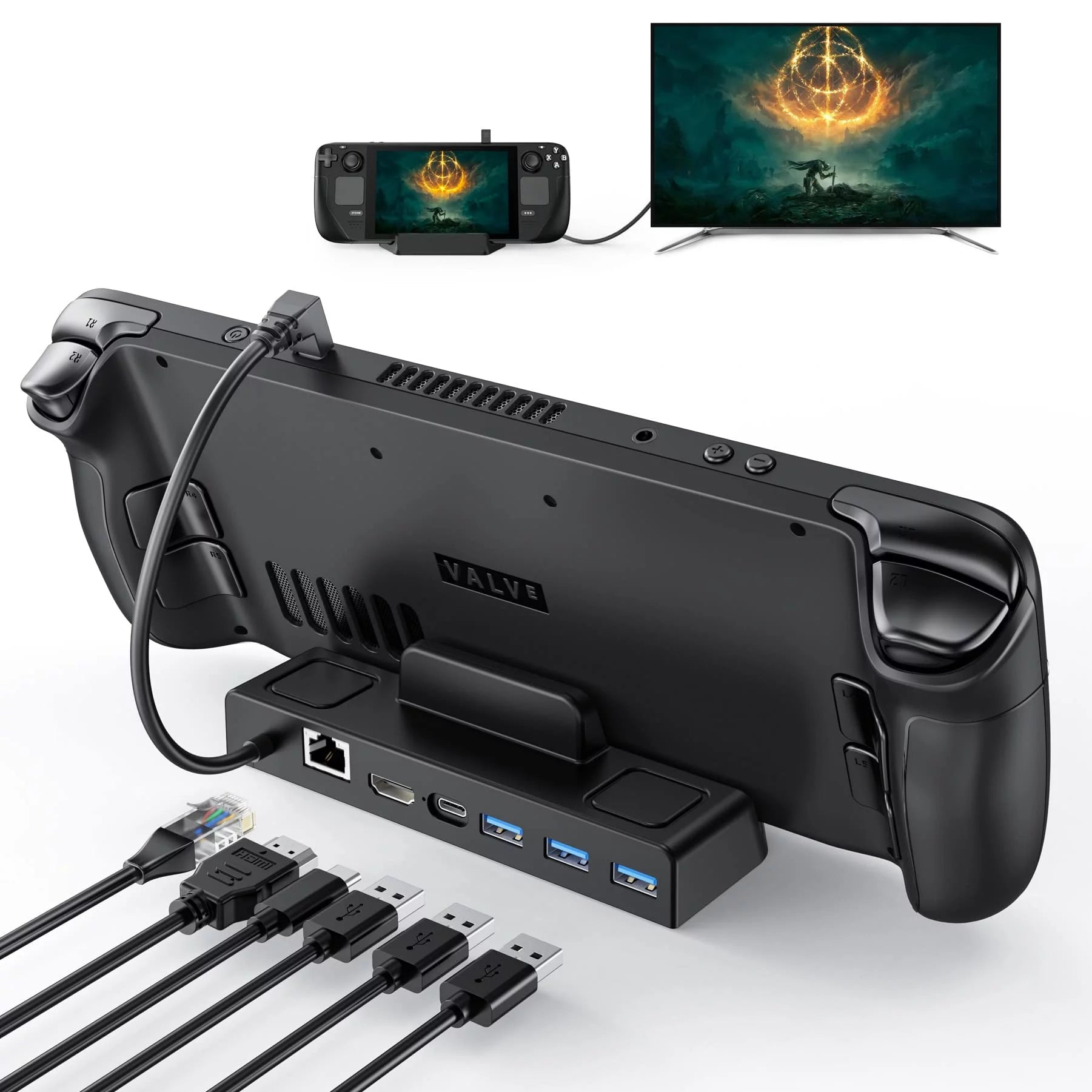 6-in-1 Steam Deck Dock with Gigabit Ethernet, 4K@60Hz HDMI, USB 3.0, USB-C Q4313