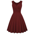 Vintage Sleeveless V-Neck Swing Dress J49289