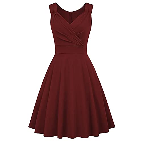 Vintage Sleeveless V-Neck Swing Dress J49289