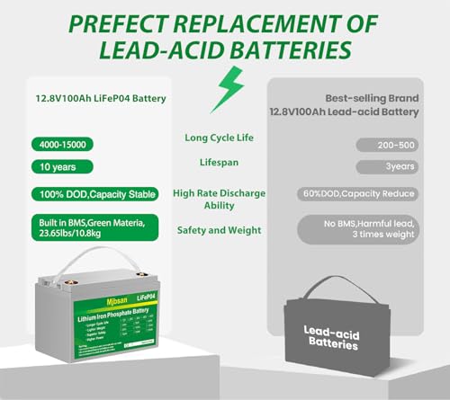 12V 100Ah LiFePO4 Battery with 100A BMS N608