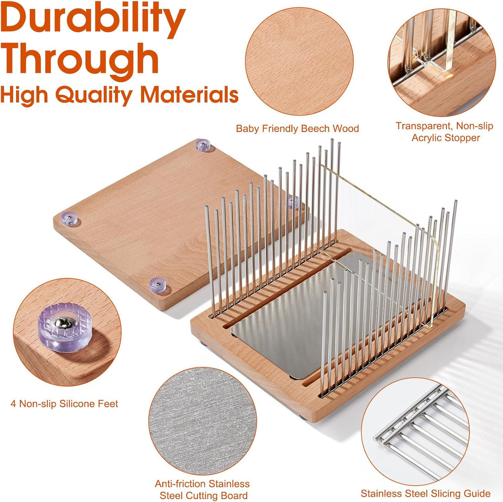 Stainless Steel Bread Slicer Guide with Beechwood Bread Cutting Board P5666