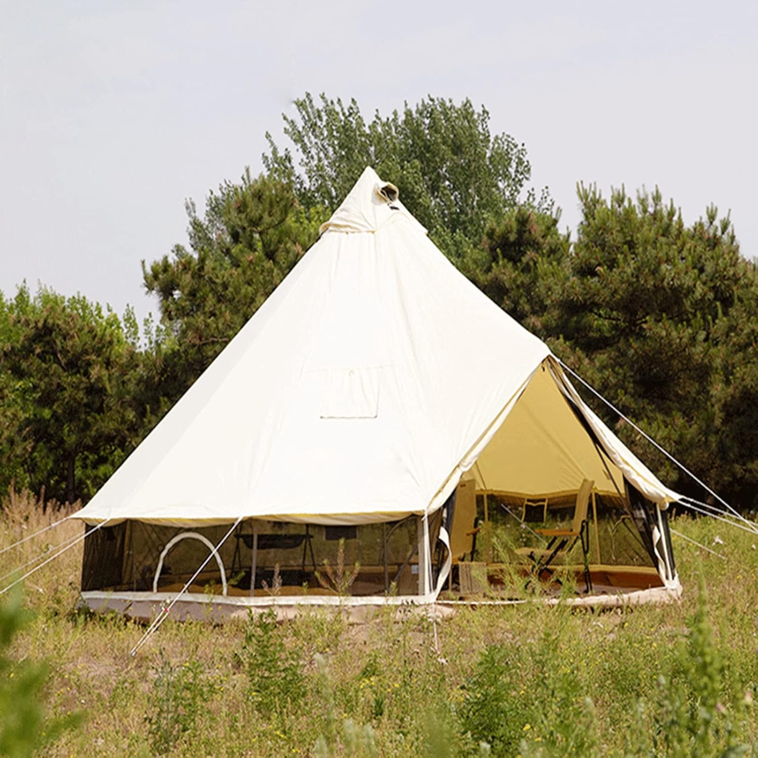 Canvas Bell Tent with Stove Jack, 4 Season Waterproof Tent X311888