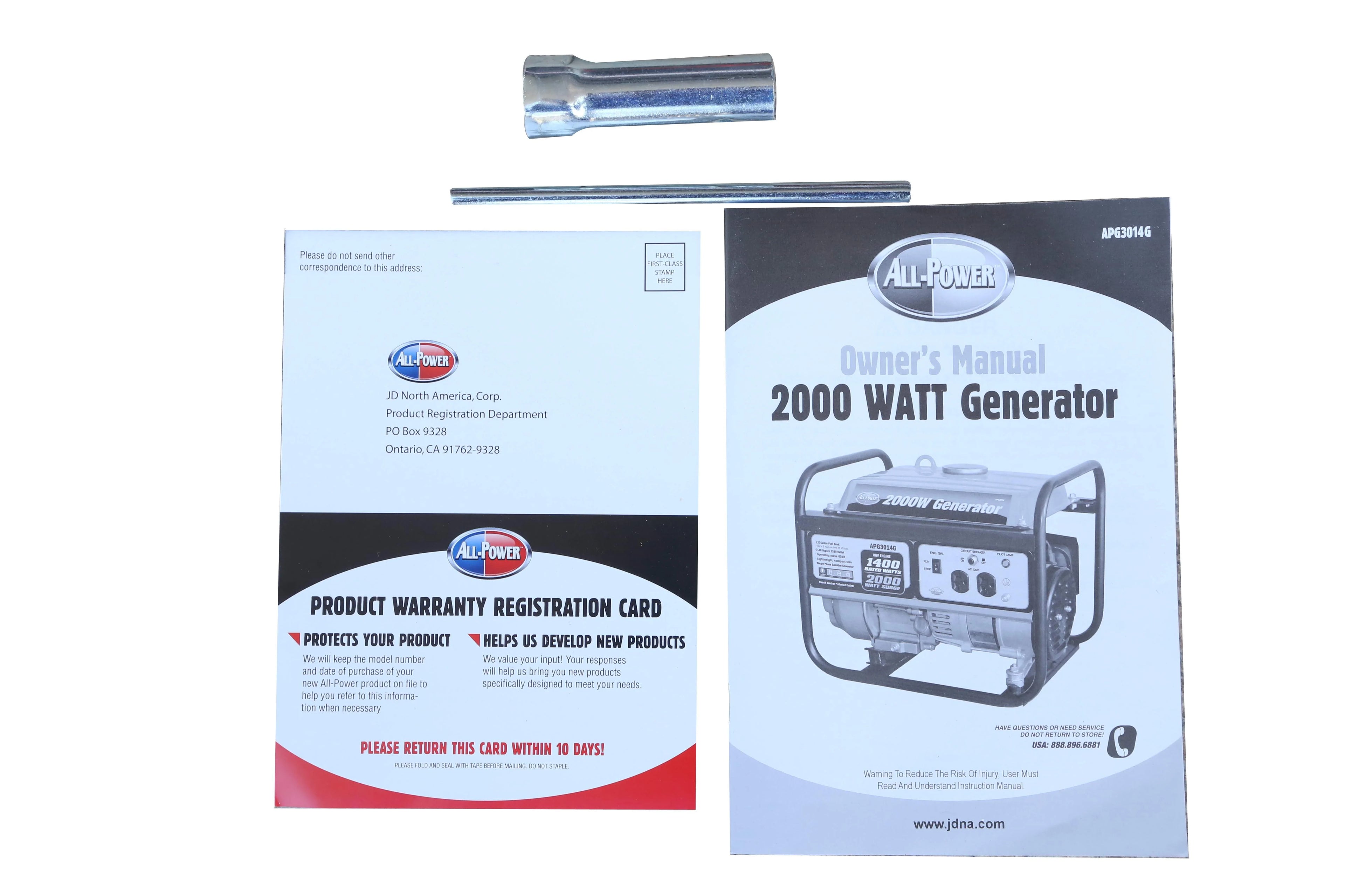 2000 Watt Gas Powered Portable Generator H72391