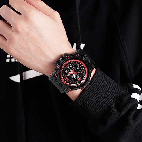 Men's Analog Sports Watch LED Military Digital Watch Electronic Stopwatch Large Dual Dial Time Outdoor Army Wrist Watch Tactical W19917