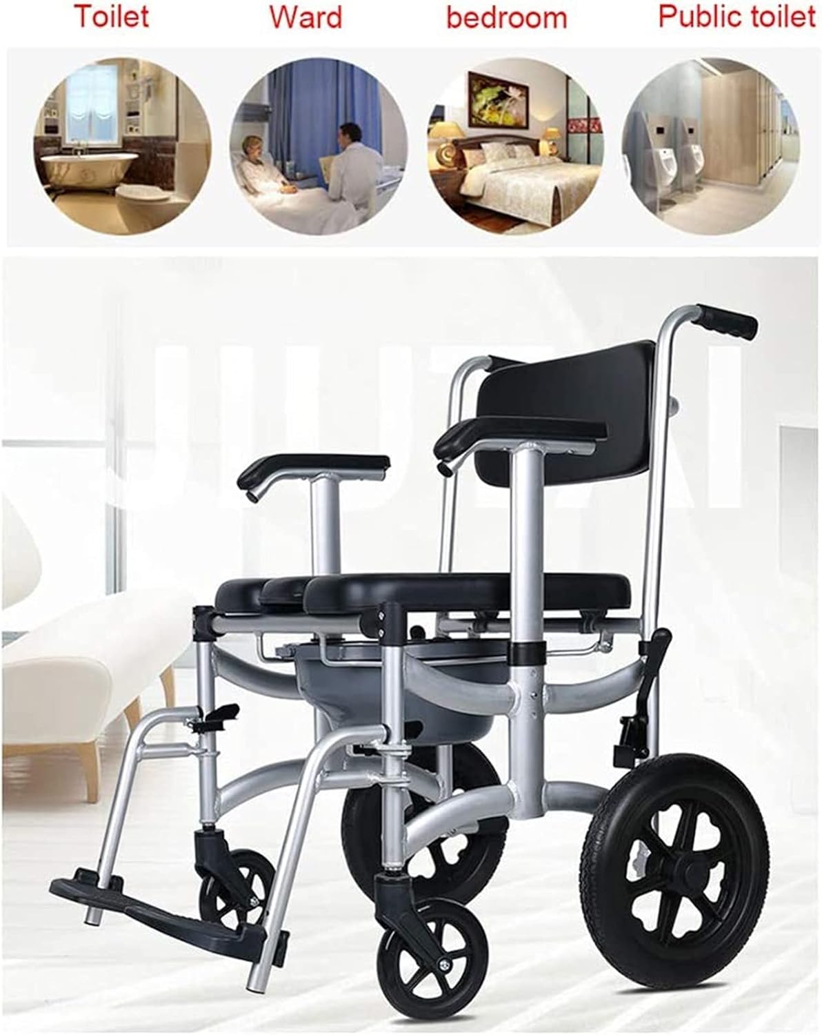 Aluminum Commode Shower Chair with Wheels G264638