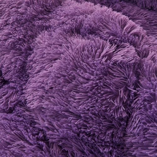 Dark Grey Queen 3 Piece Faux Fur Comforter Cover Set O9141
