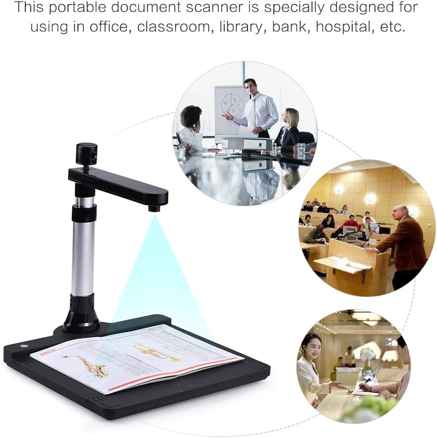 Adjustable Dual Lens Document Scanner with OCR Function LED Light X92391
