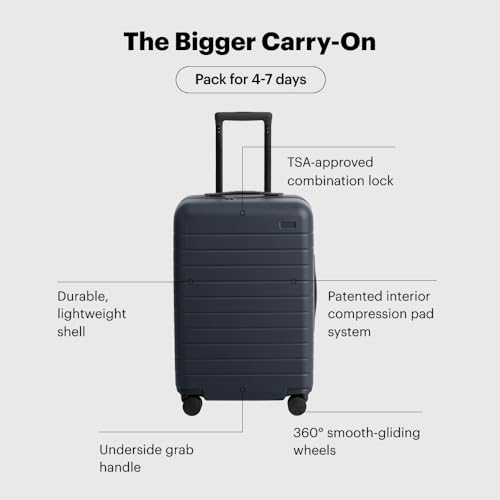 Navy Blue Lightweight Hardside Carry-On Luggage with Spinner Wheels U174652