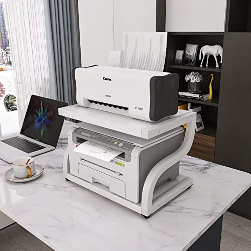 2 Tiers Wood Desktop Printer Stand with Storage P14433
