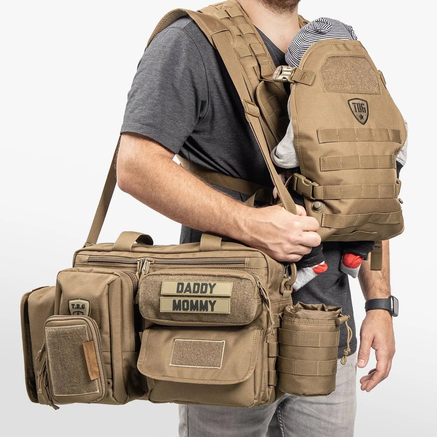 Coyote Brown Tactical Diaper Bag and Baby Carrier Bundle F8549