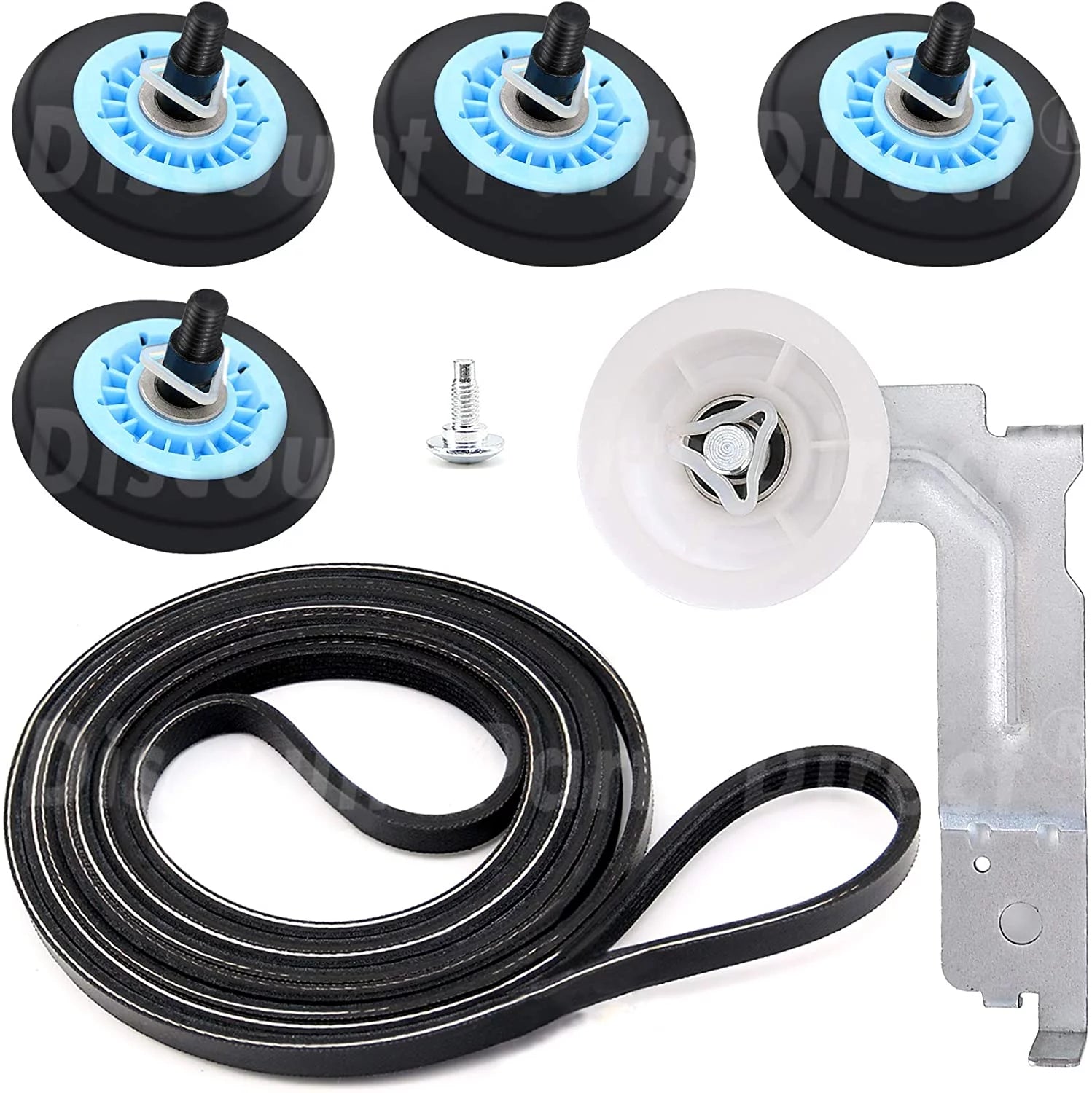 Dryer Repair Kit with Drum Support Roller, Belt, Idler Pulley I76254