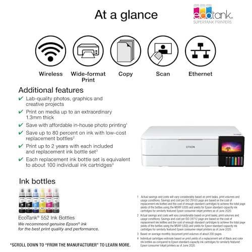 White Wireless Wide-Format All-in-One Printer with Scanner, Copier, Touchscreen E557964