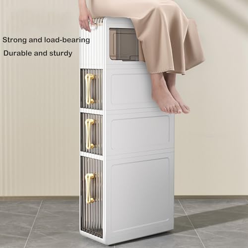 2-Tier Narrow Tall Bathroom Floor Storage Cabinet with Clear Drawers O9670