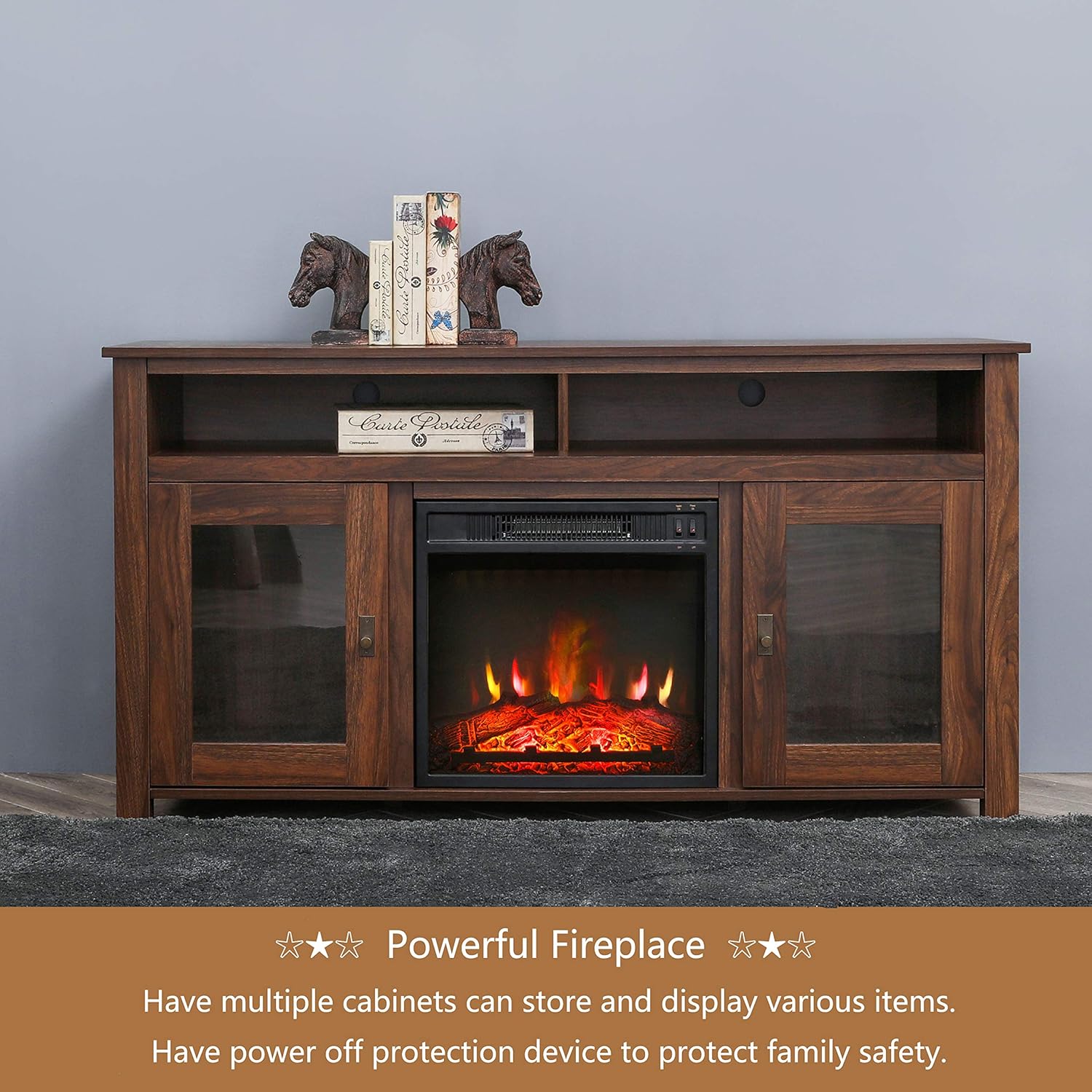 Rustic Wooden Electric Fireplace TV Stand T66272