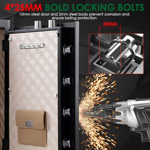 7.2 Cu ft Biometric Home Safe Fireproof Waterproof Anti-Theft Touch Screen Fingerprint Safe Box With Hidden Compartment Separate Lock Box Led Light T859184
