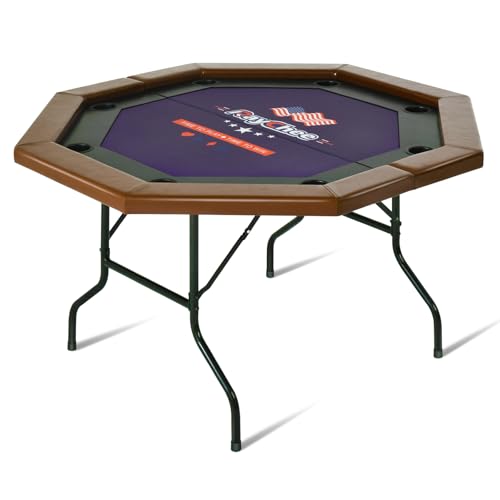 50 inch Foldable Octagon Poker Table with Stainless Steel Cup Holders M62222