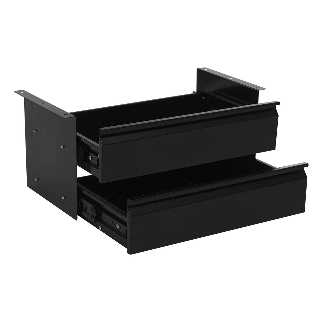 Black Steel Under Desk Sliding Drawer Organizer X62840