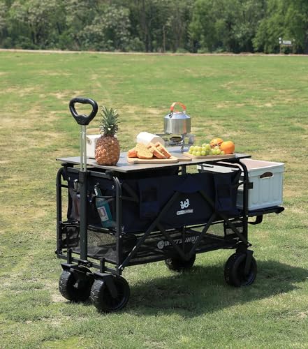 Collapsible Double Decker Wagon with All-Terrain Big Wheels Black I744710
