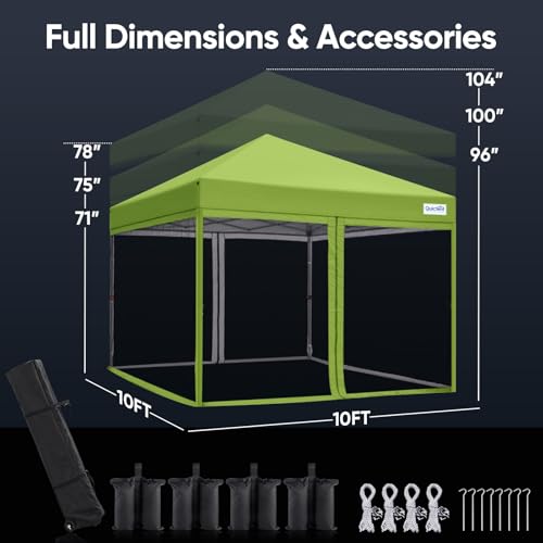 6.6'x6.6' Pop up Screened Canopy Tent with Mosquito Netting and Wheeled Carry Bag S2711