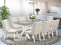 7 Piece Kitchen Set with Rectangle Table and 6 Light Grey Faux Leather Dining Chairs Y550