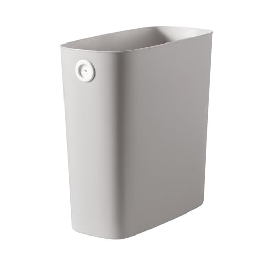 White 1.8 Gallon Slim Plastic Rectangular Trash Can with Trash Liner Holder Q268