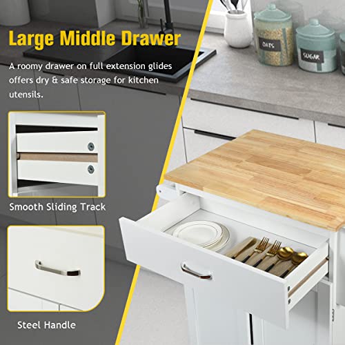 Kitchen Island Cart with Storage on Wheels D7467