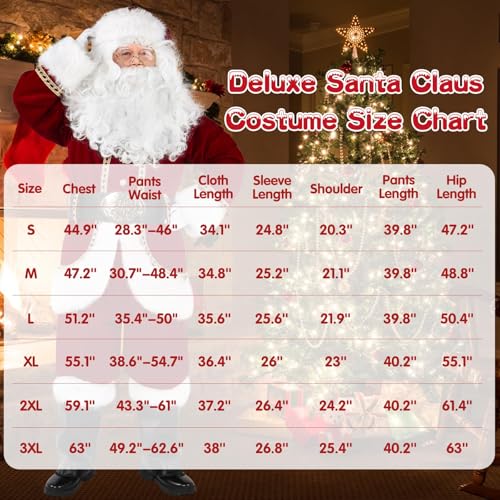 11 Pcs Deluxe Velvet Santa Claus Costume Set F254417