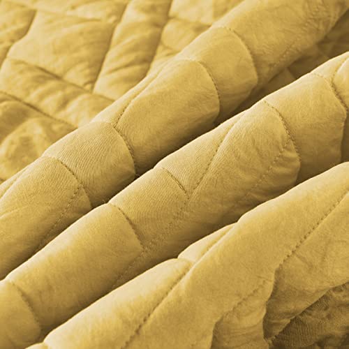 King Size Beige Microfiber Quilted Bedspread N63896