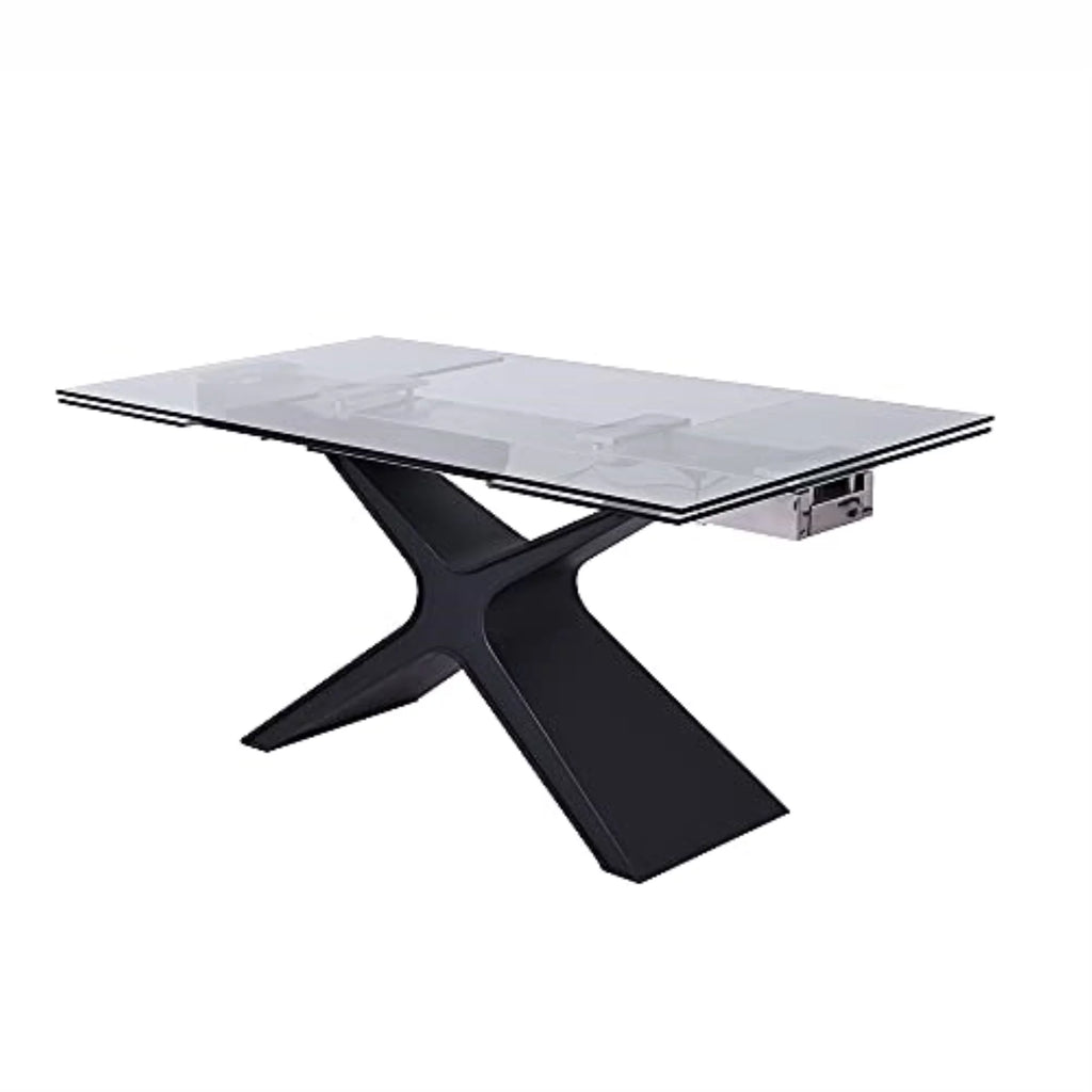 Tempered Clear Glass Extendable Dining Table I64502