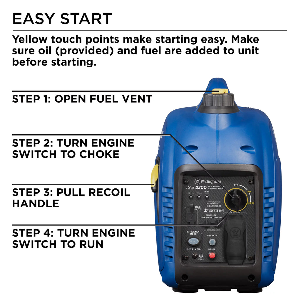 2200 Peak Watt Portable Gas Inverter Generator Y73655