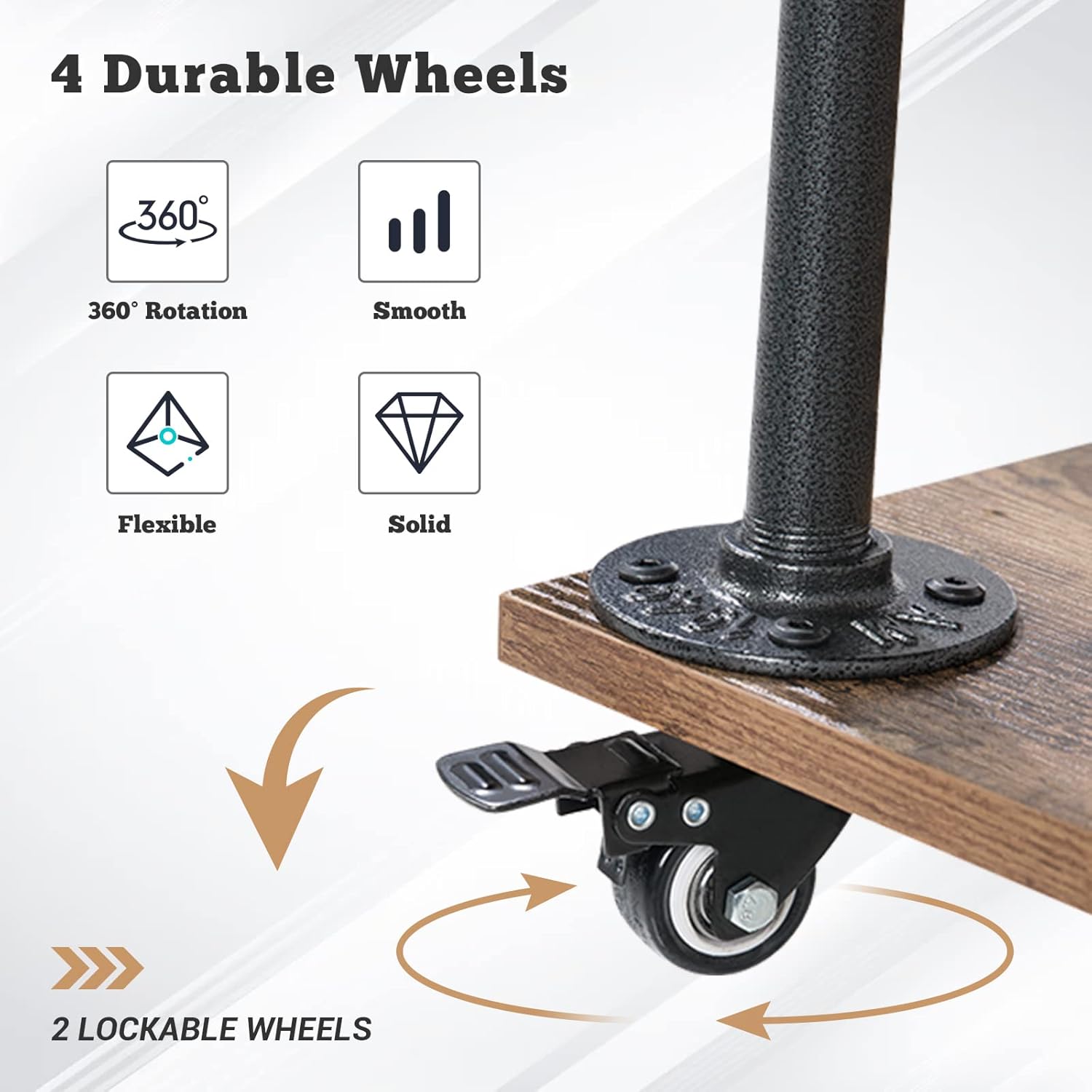 3-Tier Bar Serving Cart with Wheels and Lockable Casters T7448