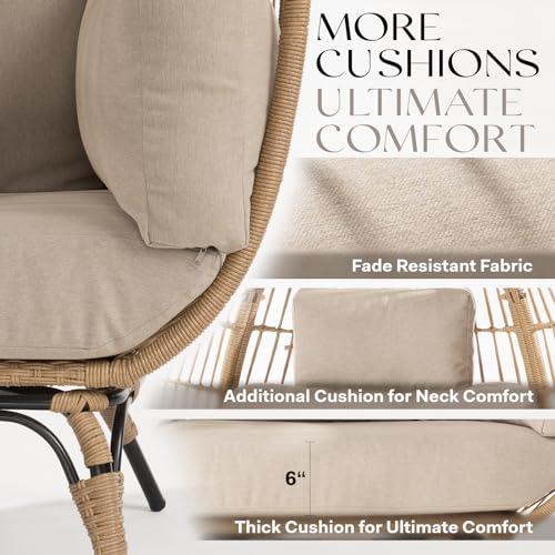 Black Wicker Egg Chair with Cushion D356