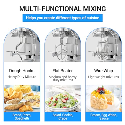 15Qt 600W Commercial Food Mixer, 3-Speed Adjustable Heavy Duty Stand Mixer with Stainless Steel Bowl D225