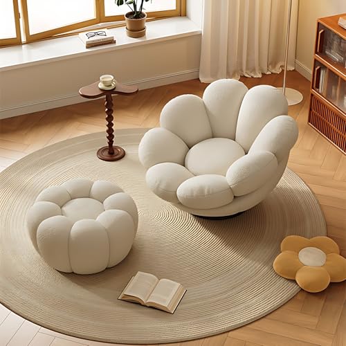 Blue Pumpkin Shape Swivel Lounge Chair with Ottoman V706