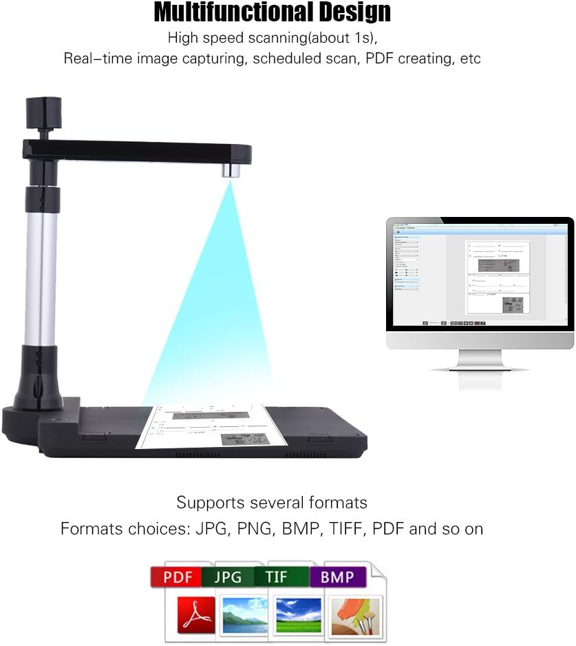 Adjustable Dual Lens Document Scanner with OCR Function LED Light X92391