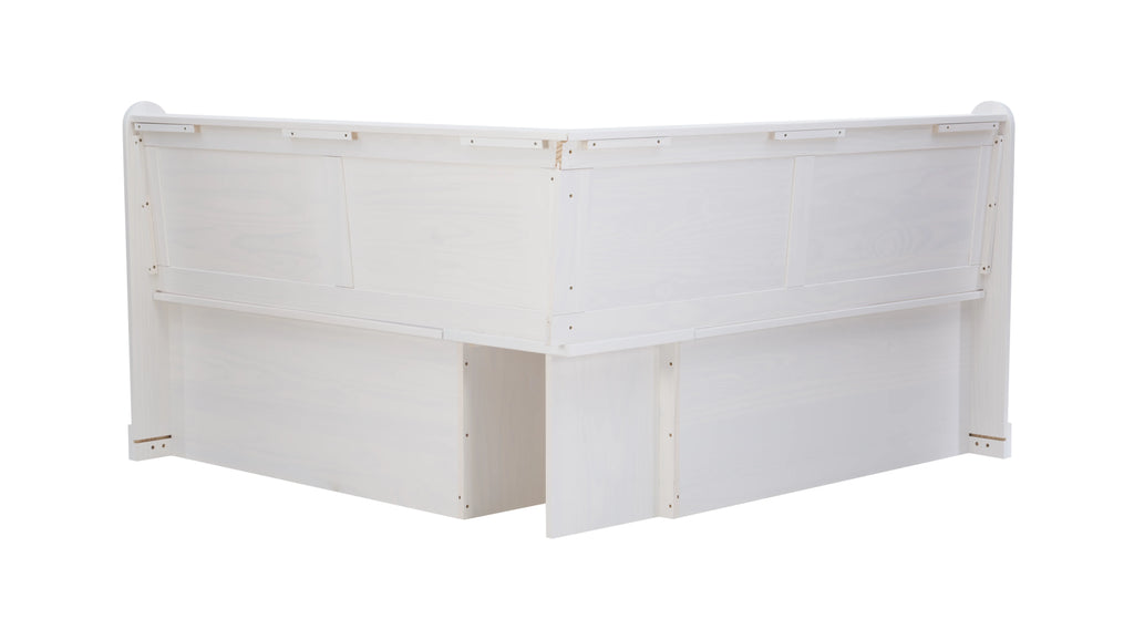 White Wood Corner Dining Bench with Storage, Seats 4 B811