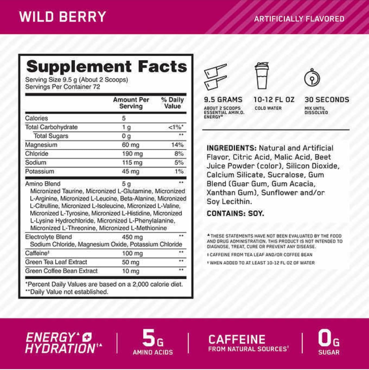 Wild Berry Essential Amino Energy Powder 72 Servings Z624033