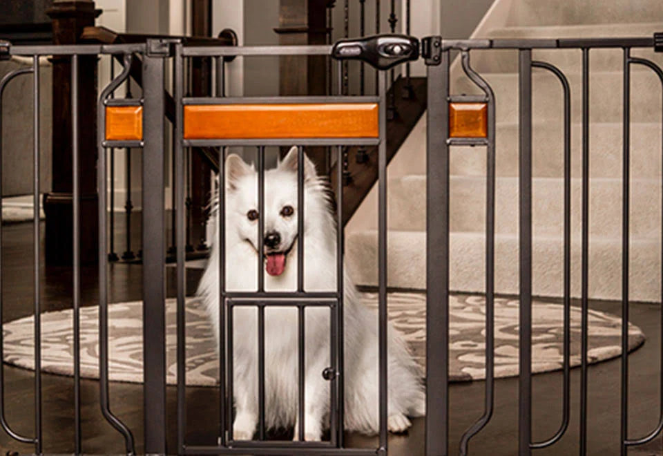 Black Extra Tall Gate with Small Pet Door L928114