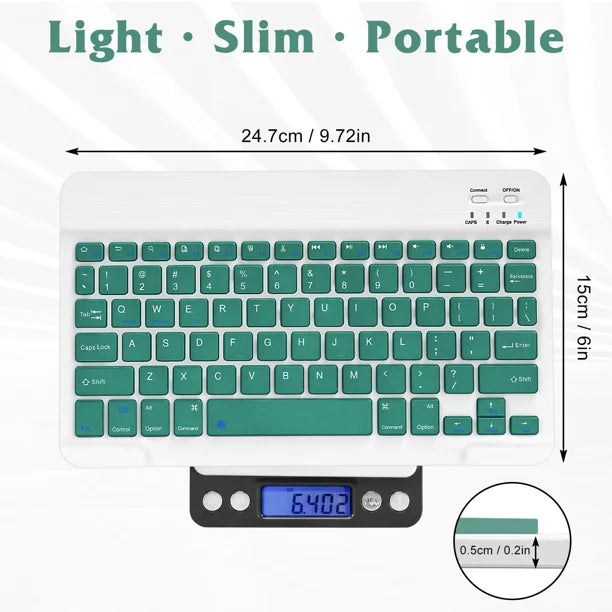 Rechargeable Bluetooth Keyboard and Mouse Combo Ultra Slim Full-Size Ergonomic Mouse - Jade Green Q16317