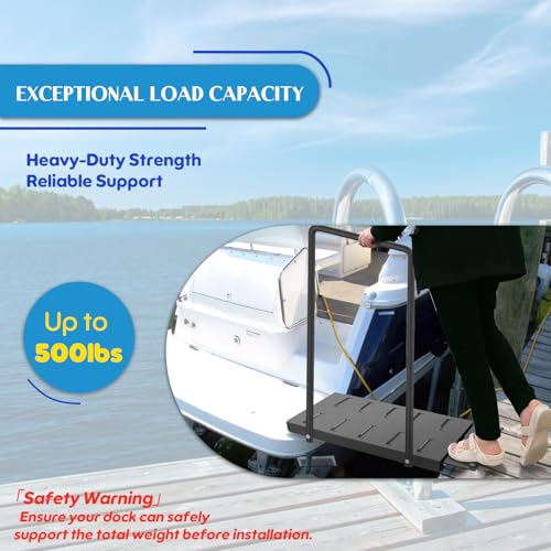 Black Metal Dock Boarding Platform with Safety Handrail M42782