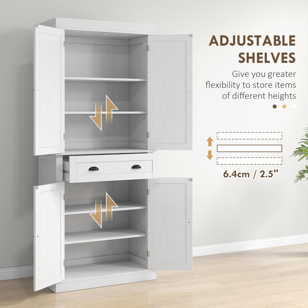 72.5" Height Kitchen Pantry Cabinet with 4 Doors, One Drawer, 3 Adjustable Shelves R262187