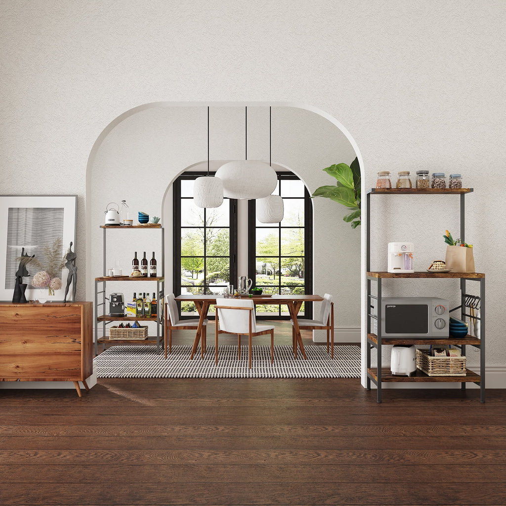 Rustic Brown Kitchen Baker's Rack Storage Shelf Microwave Cart Oven Stand Coffee Bar R631