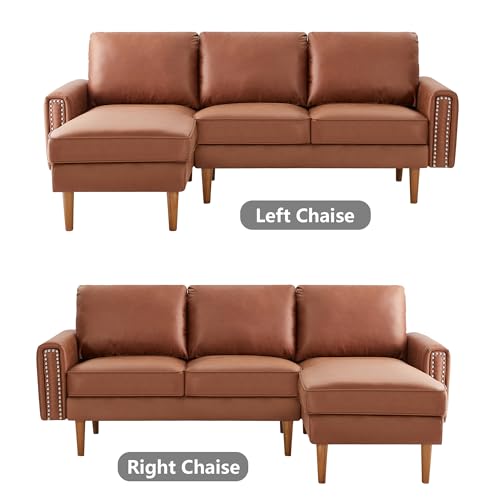 Brown Suede Fabric Convertible Sectional Sofa with Reversible Chaise P4200