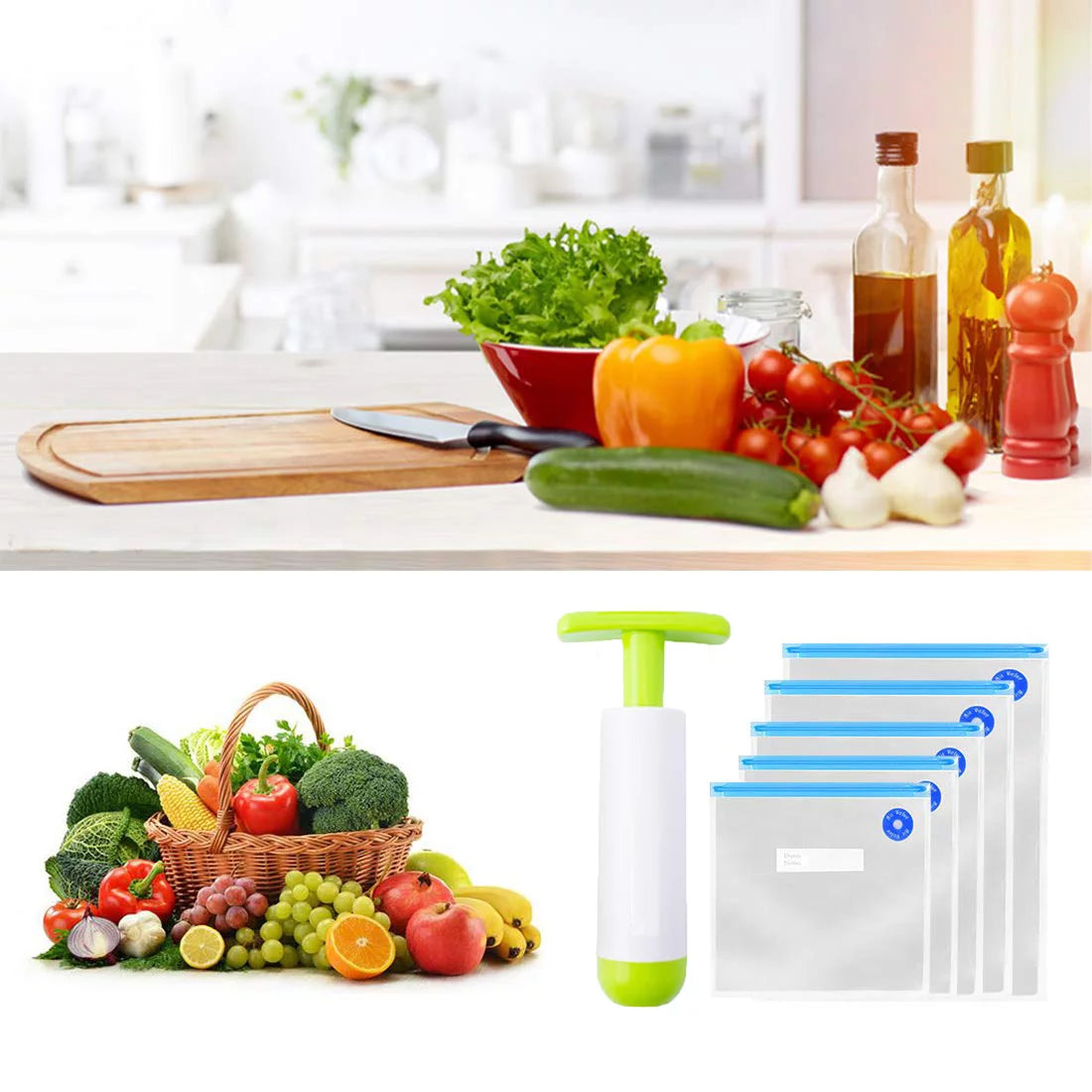 15 Pcs Reusable Vacuum Sealer Food Storage Bags P86725