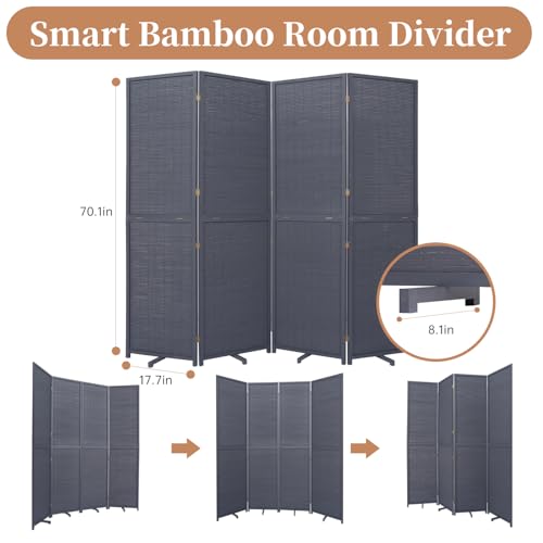 Hand-Made Bamboo 4 Panel Room Divider I6041