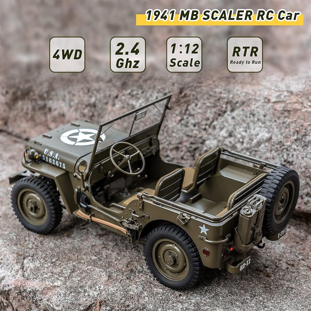 1/12 1941 MB Scaler RC Jeep 4x4 RTR RC Rock Crawler Military B84233