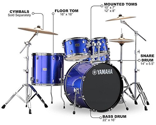 5pc Shell Pack with 22" Bass Drum, Black Glitter U199023